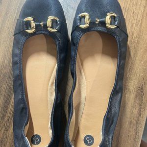Lightly worn ballet flats Size 10 Navy Blue